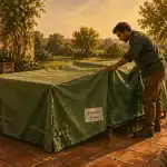 housse de protection sur mesure sur salon de jardin terrasse