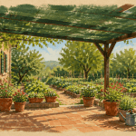 bâche micro perforée pour jardin verte sur pergola