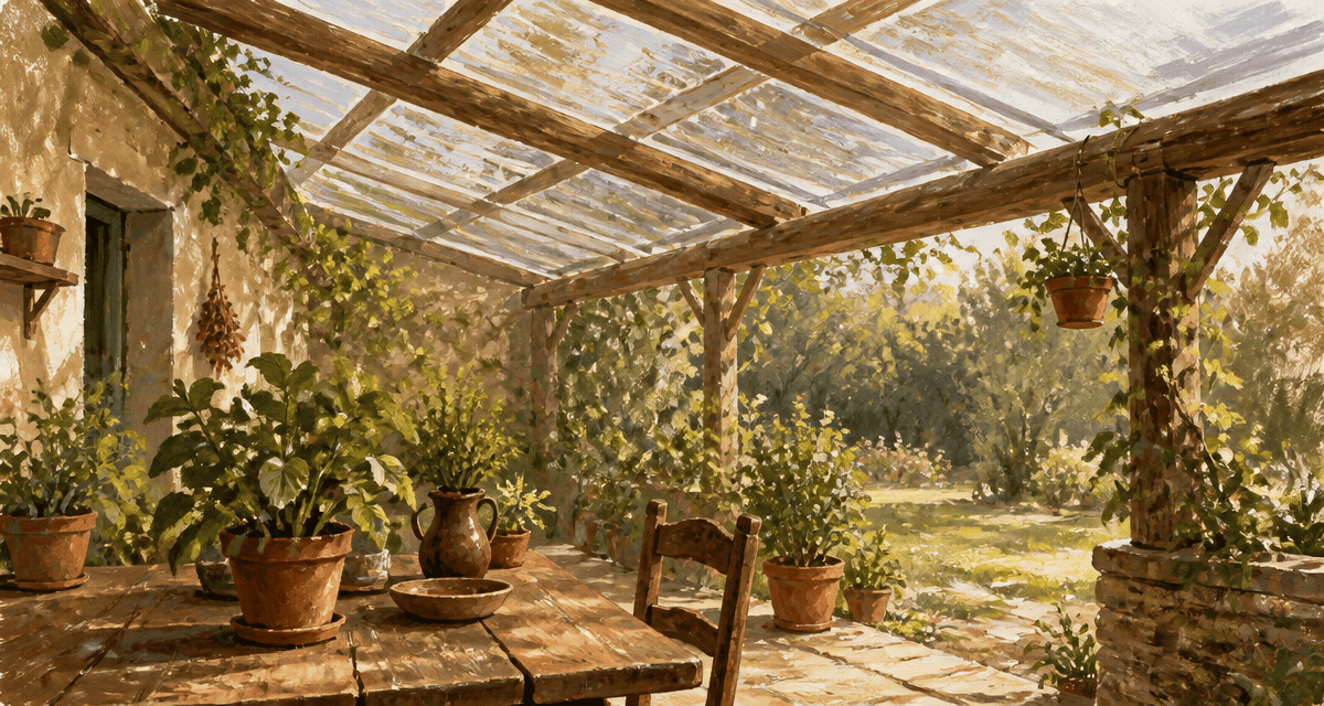 bache transparente sur terrasse en bois