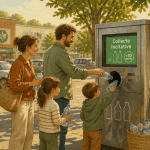 bouteille plastique recyclage famille borne supermarché