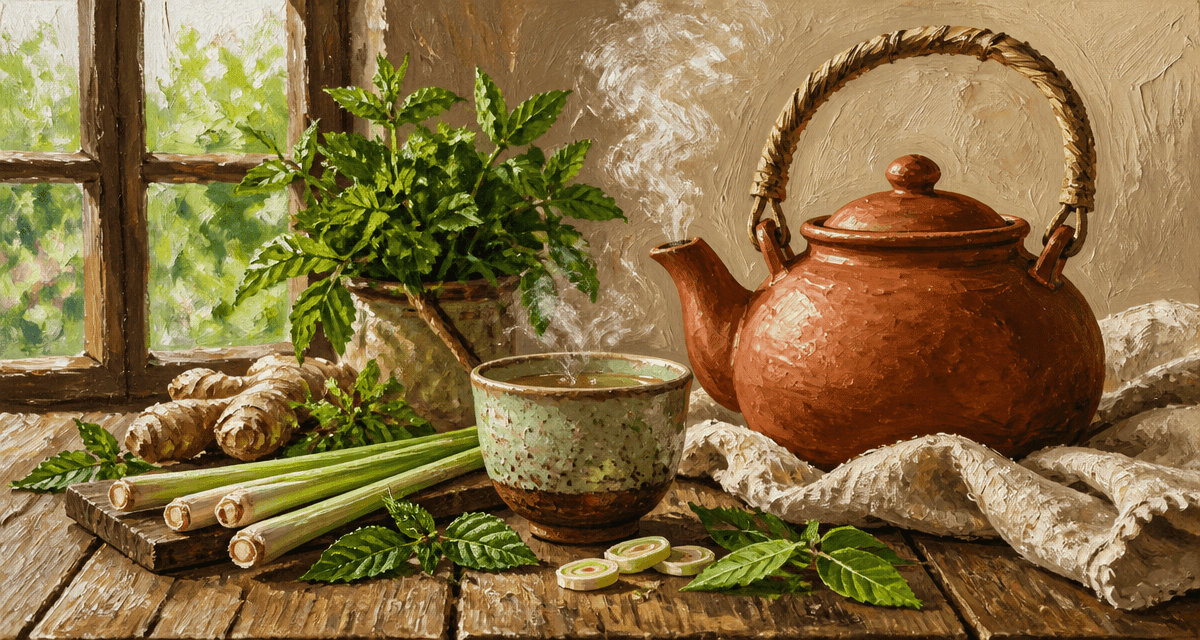 citronnelle bienfaits the ou tisane sur table rustique