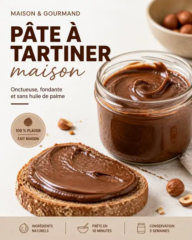 Pâte à tartiner healthy maison dans un bocal en verre avec une tartine de pain complet