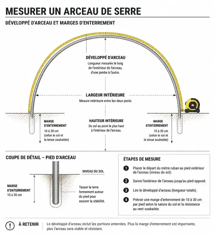 Schéma explicatif pour la prise de mesures d'une bâche de serre sur mesure