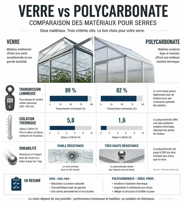 Comparatif technique entre serre en verre et serre en polycarbonate
