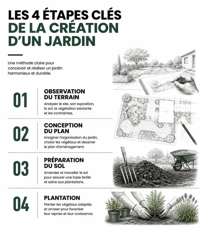 Étapes clés pour créer son jardin : de l'observation à la plantation