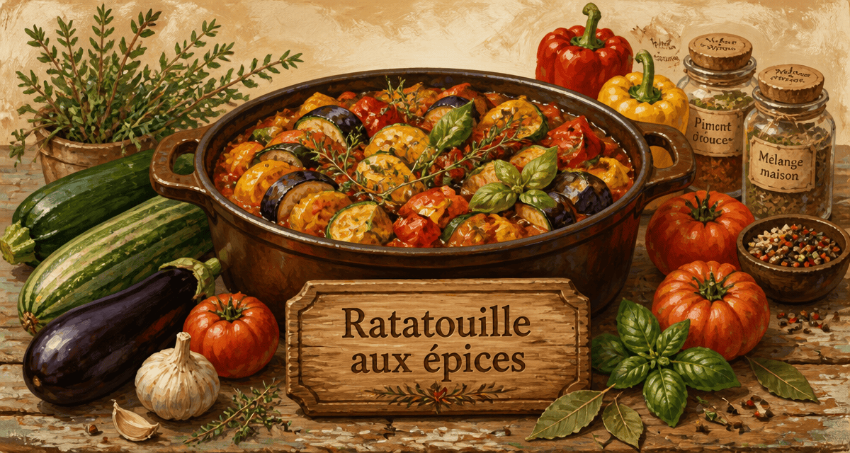 Cocotte de ratatouille avec épices pour ratatouille et légumes d'été