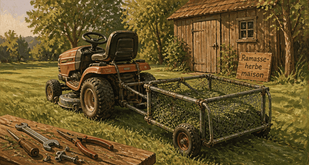 fabriquer un ramasse herbe pour tracteur tondeuse sur pelouse
