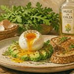 Omega 3 dans les oeufs sur pain complet et avocat