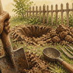 outil pour creuser la terre bêche louchet fourche sur sol dur