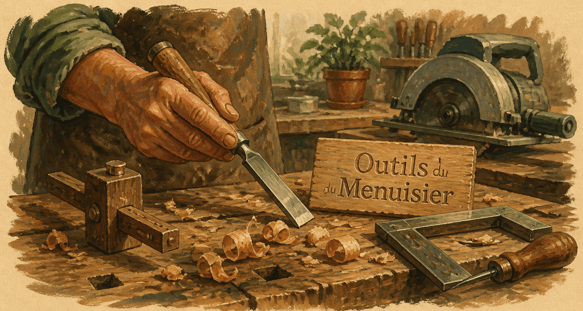 outils pour menuisier sur établi