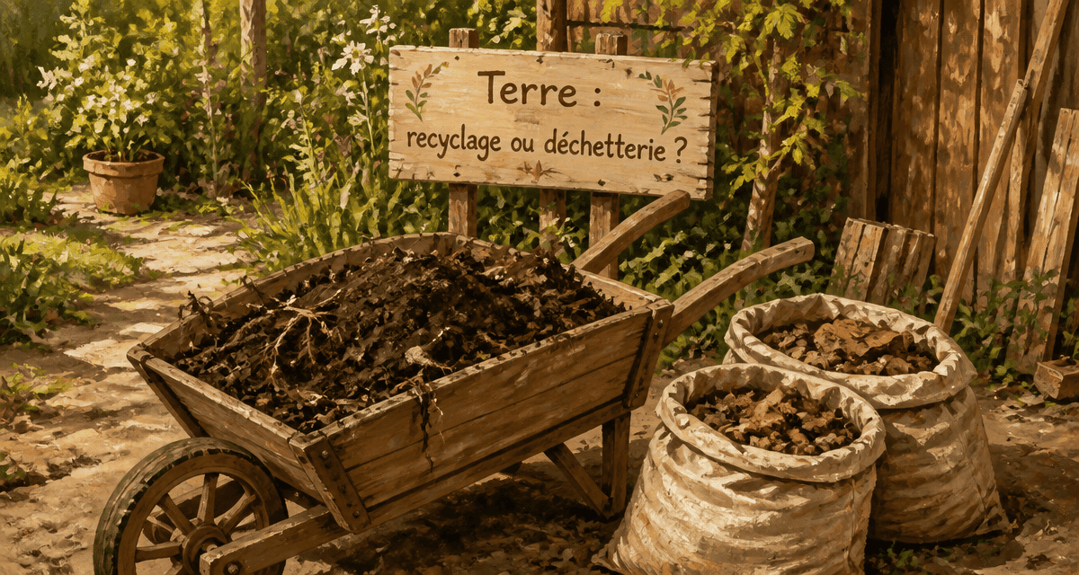 peut on jeter la terre dans la poubelle brouette jardin