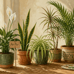 plantes d'interieur depolluante sur table en salon
