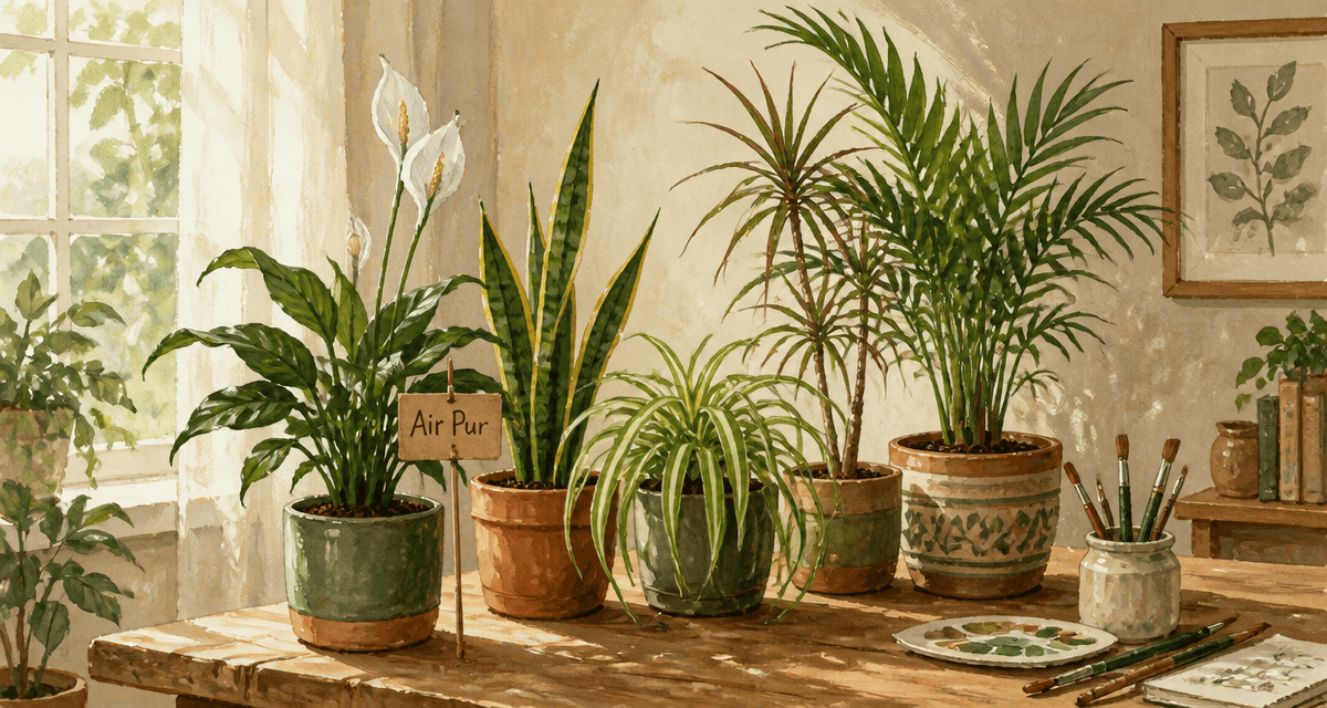 plantes d'interieur depolluante sur table en salon