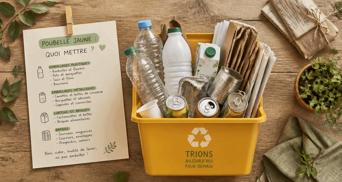 poubelle jaune quoi mettre emballages recyclables