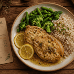 proteines escalope de poulet dorée légumes riz