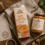 soupe perimee depuis 1 an brique et bocal sur table
