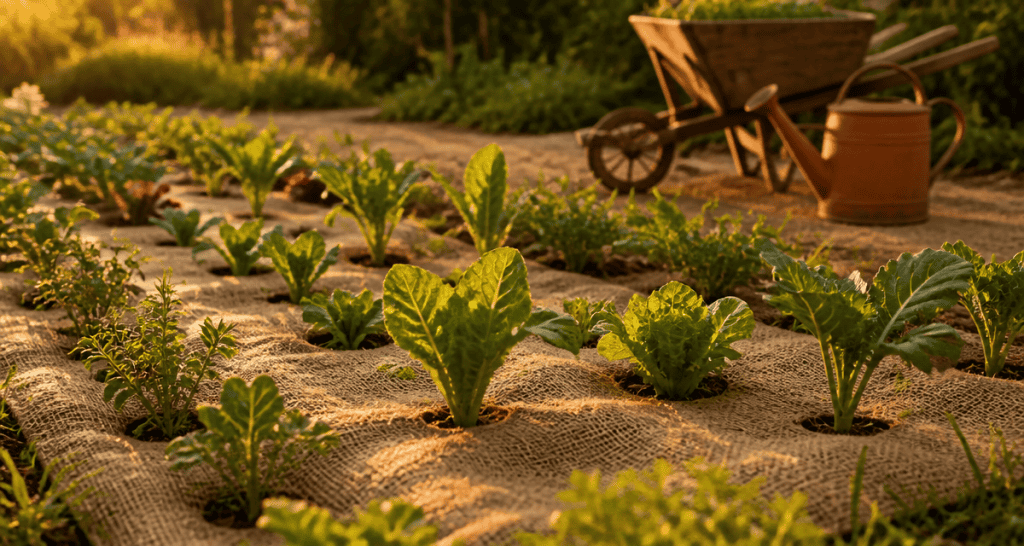toile de paillage biodégradable en fibres naturelles au potager