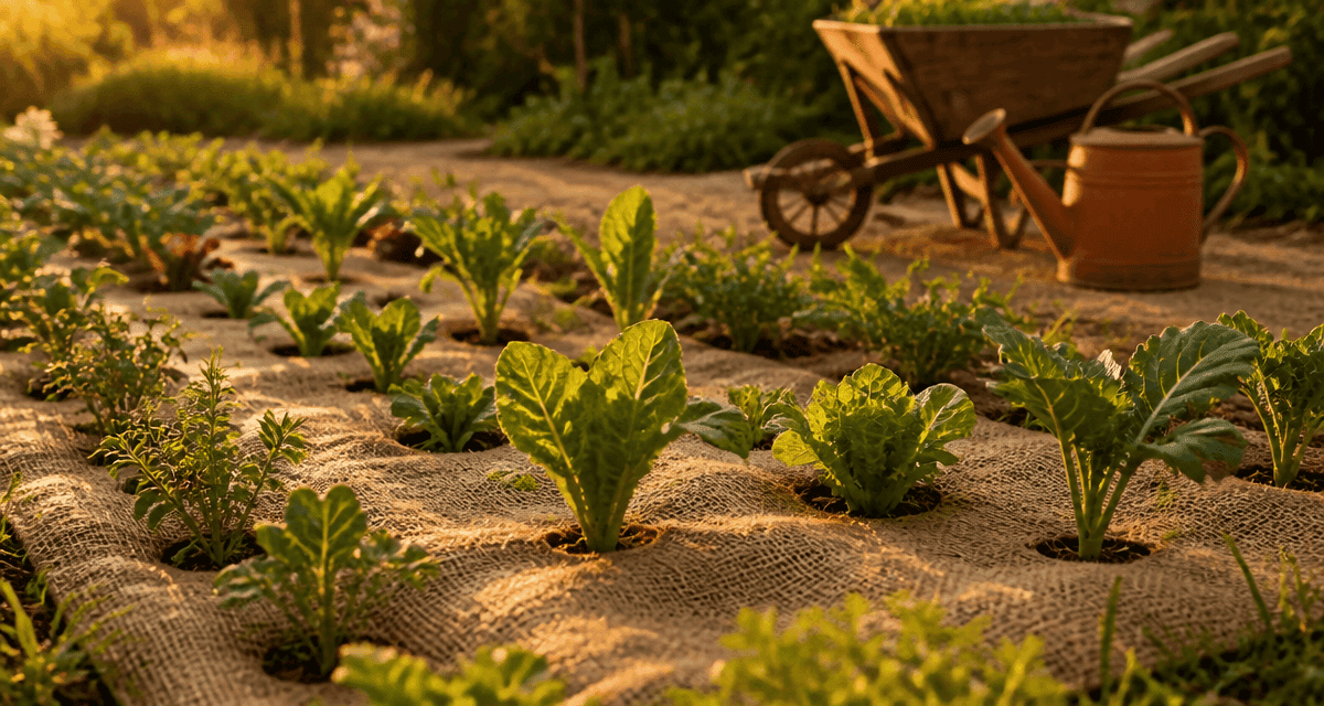 toile de paillage biodégradable en fibres naturelles au potager