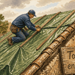 toiture en bache fixée sur toiture ancienne
