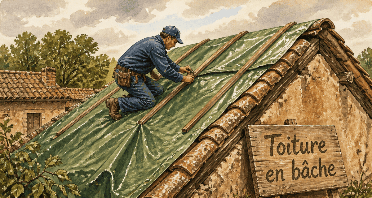 toiture en bache fixée sur toiture ancienne