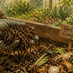 Vers de terre compost dans un bac à compost