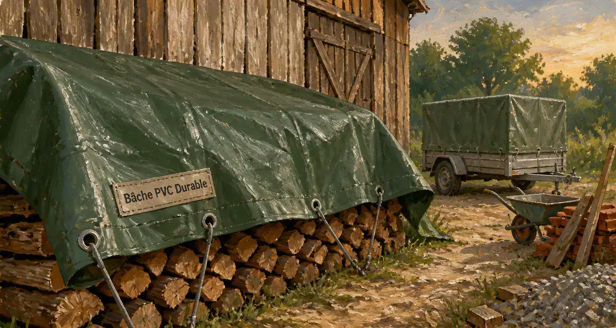 bache pvc épaisse sur bois extérieur