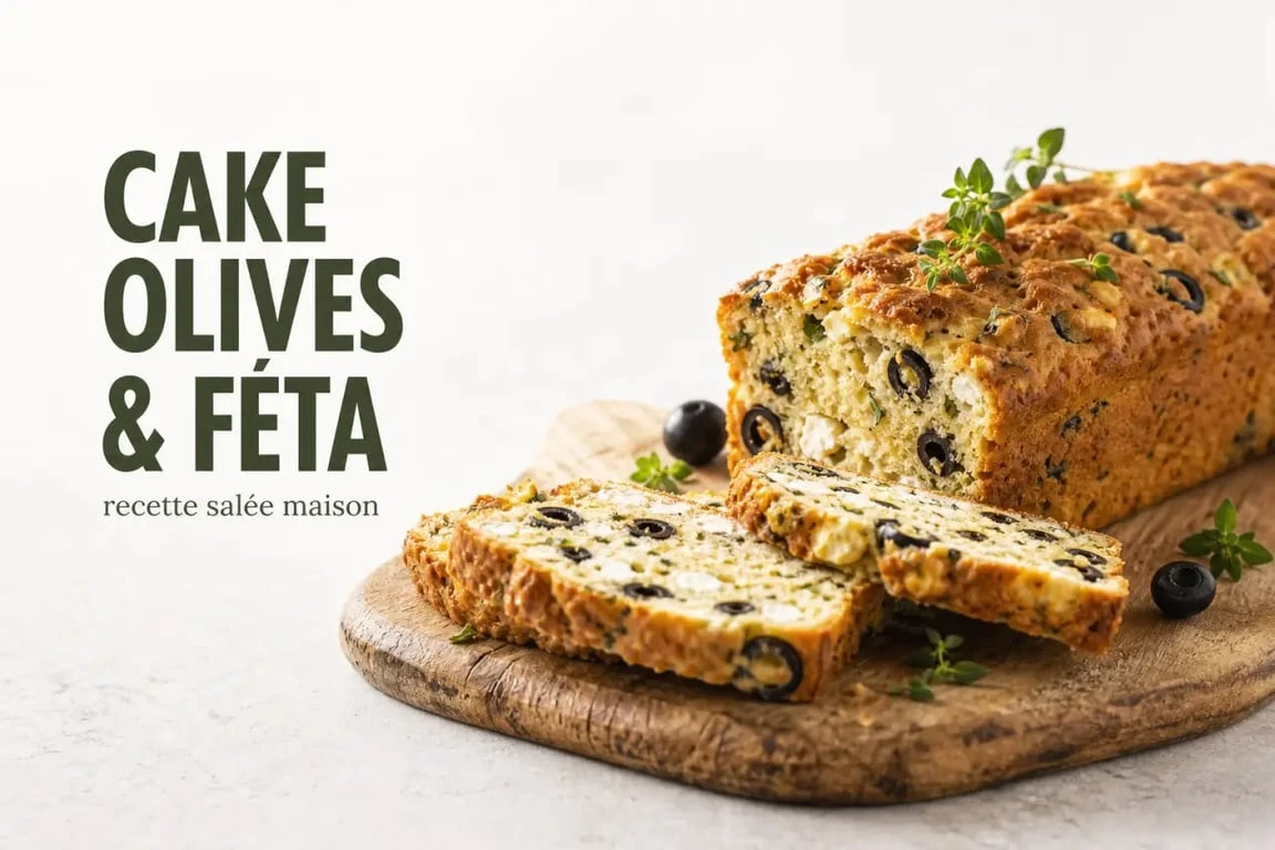 Cake salé aux olives et féta, une recette salée facile et gourmande pour l'apéritif ou le dîner.