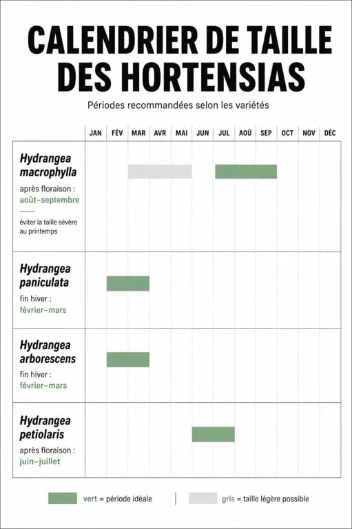 Calendrier de taille des hortensias par variété pour réussir la floraison