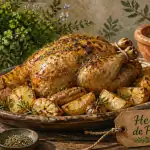 Herbes de Provence sur poulet rôti et pommes de terre