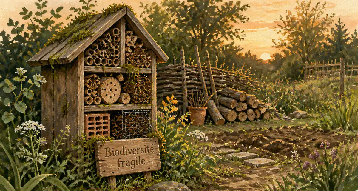 hôtel à insectes inconvénients dans un jardin naturel