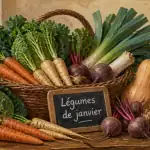 légumes de saison janvier sur table