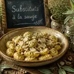Plat avec herbes et ingrédients pour par quoi remplacer la sauge