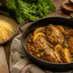 Plat a base de poulet au tajine fondant, poulet et citrons confits