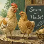 Poulet male ou femelle côte à côte sur une table rustique