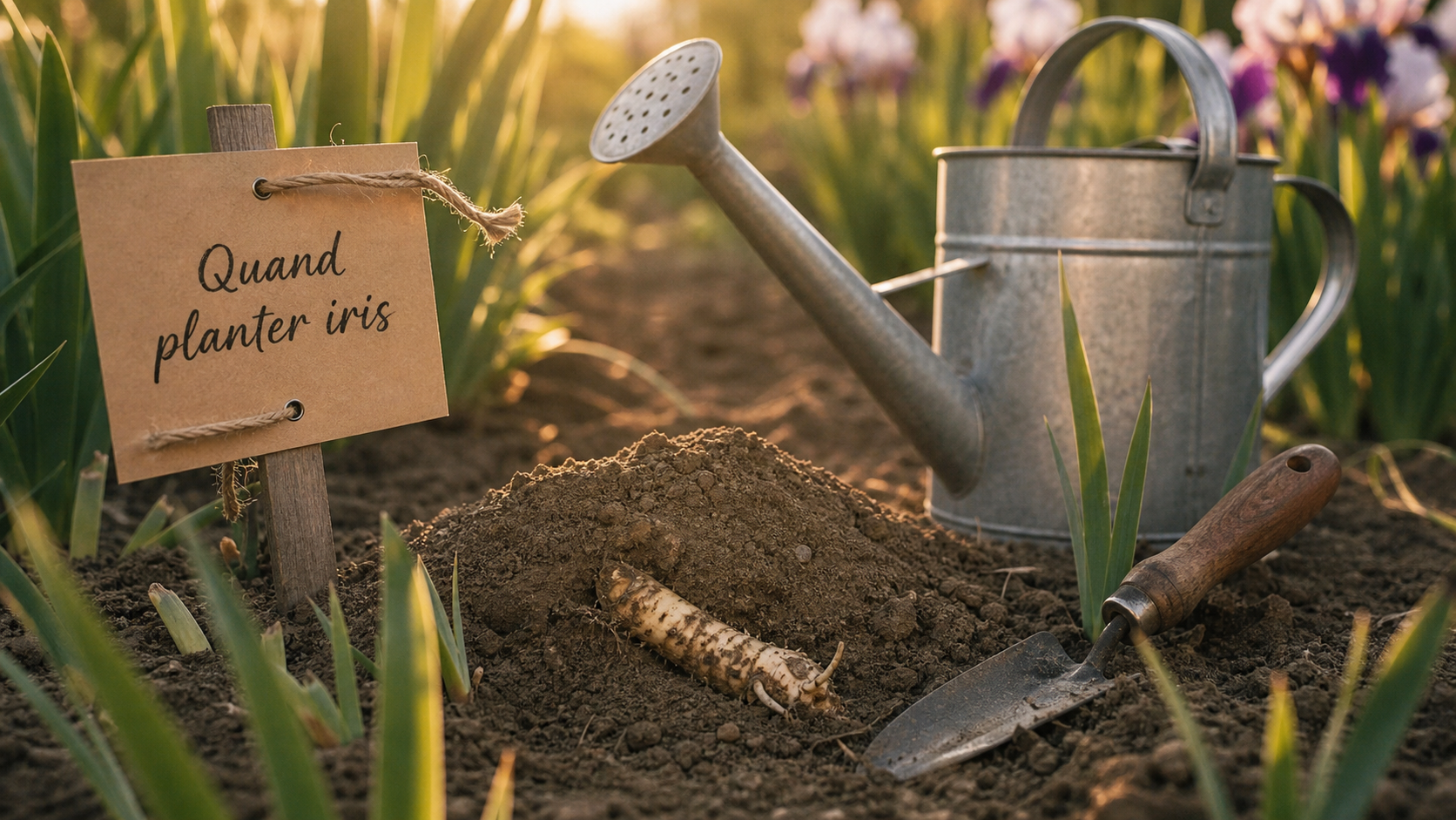 Quand planter des iris : rhizome affleurant et parterre jardin