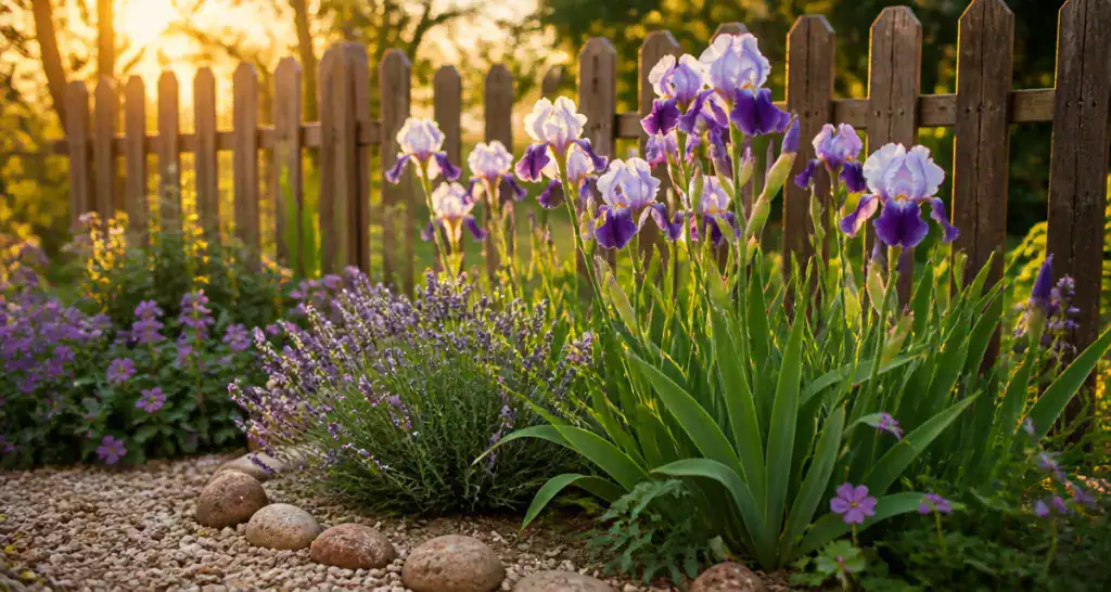 que mettre au pied des iris massif et associations fleuries