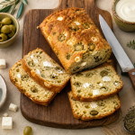 Recette salé : cake olives et féta, vue de dessus