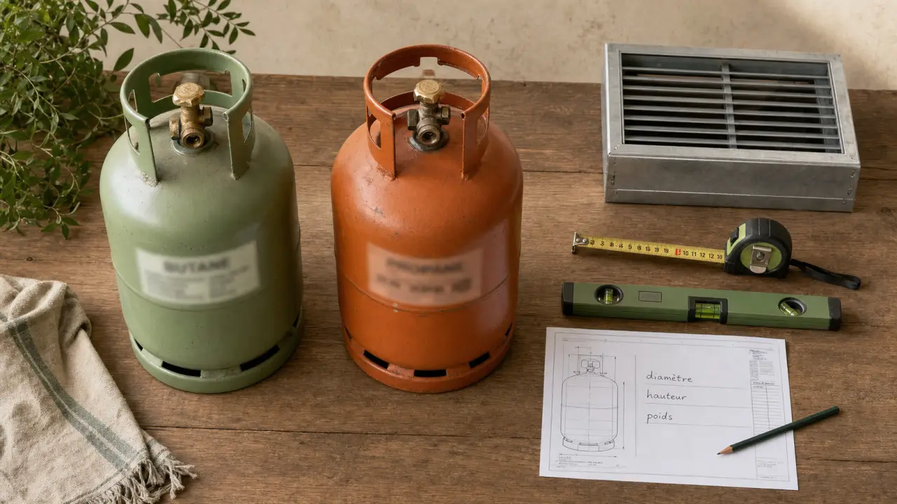 Bouteille de gaz dimension : diamètre 31 cm et hauteur selon format