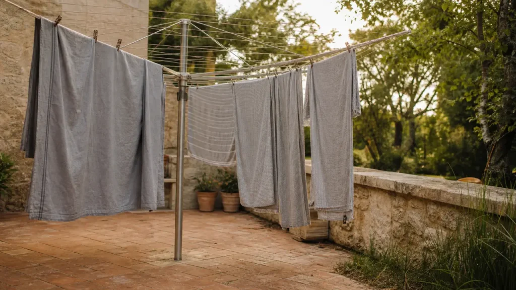 40, 50 ou 60 mètres : choisir un étendoir parapluie extérieur et sa fixation sans se tromper