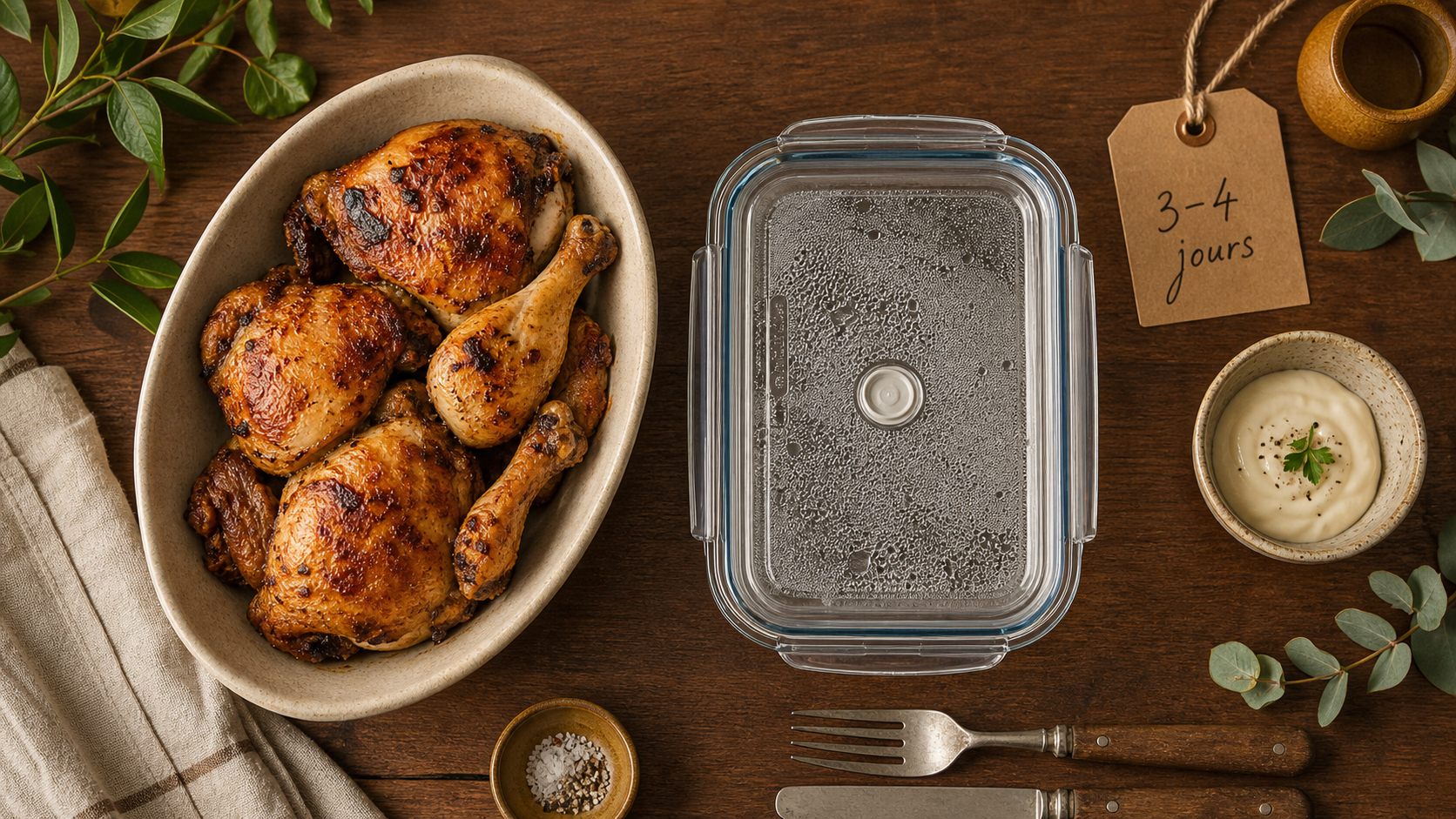 Poulet cuit combien de temps au frigo : 3 à 4 jours, repères et signes d’alerte