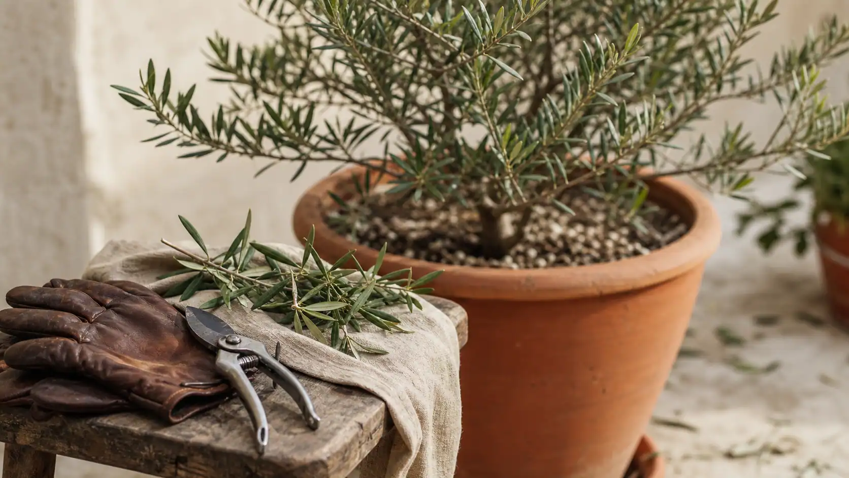 Quand tailler olivier en pot : taille douce d’hiver sur terrasse