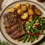 Recette faux filet de boeuf : pommes de terre et sauce à l’échalote, ail et romarin
