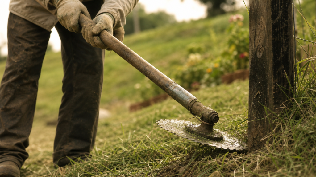 Rotofil a lame pour jardin, coupe d’herbe, sécurité