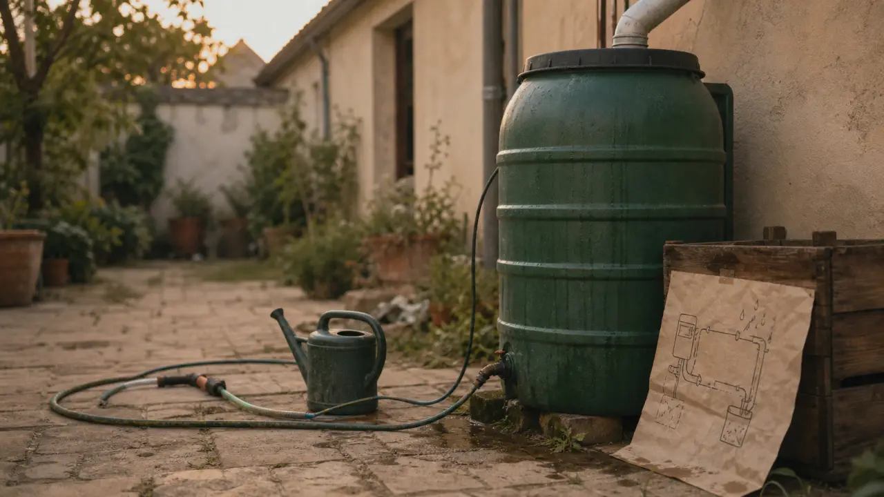 Taxe eau de pluie : cuve récupératrice sous gouttière