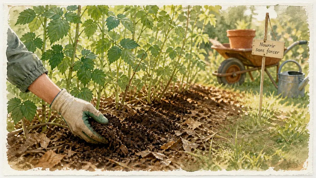 Engrais pour framboisiers : compost mûr sans brûler les racines