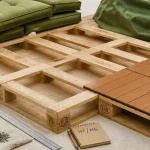 Palette pour terrasse en cours de montage, sécurité sanitaire et étapes clés