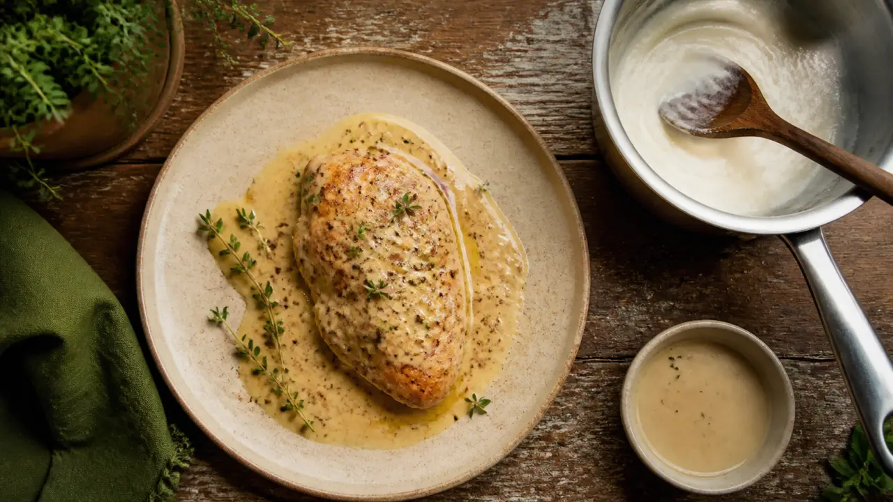 Sauce accompagnement pour poulet crème et moutarde, 25 min