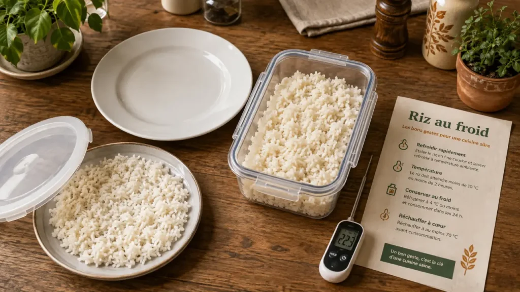 Riz cuit : 2 heures dehors, 48 heures au frigo, un seul réchauffage