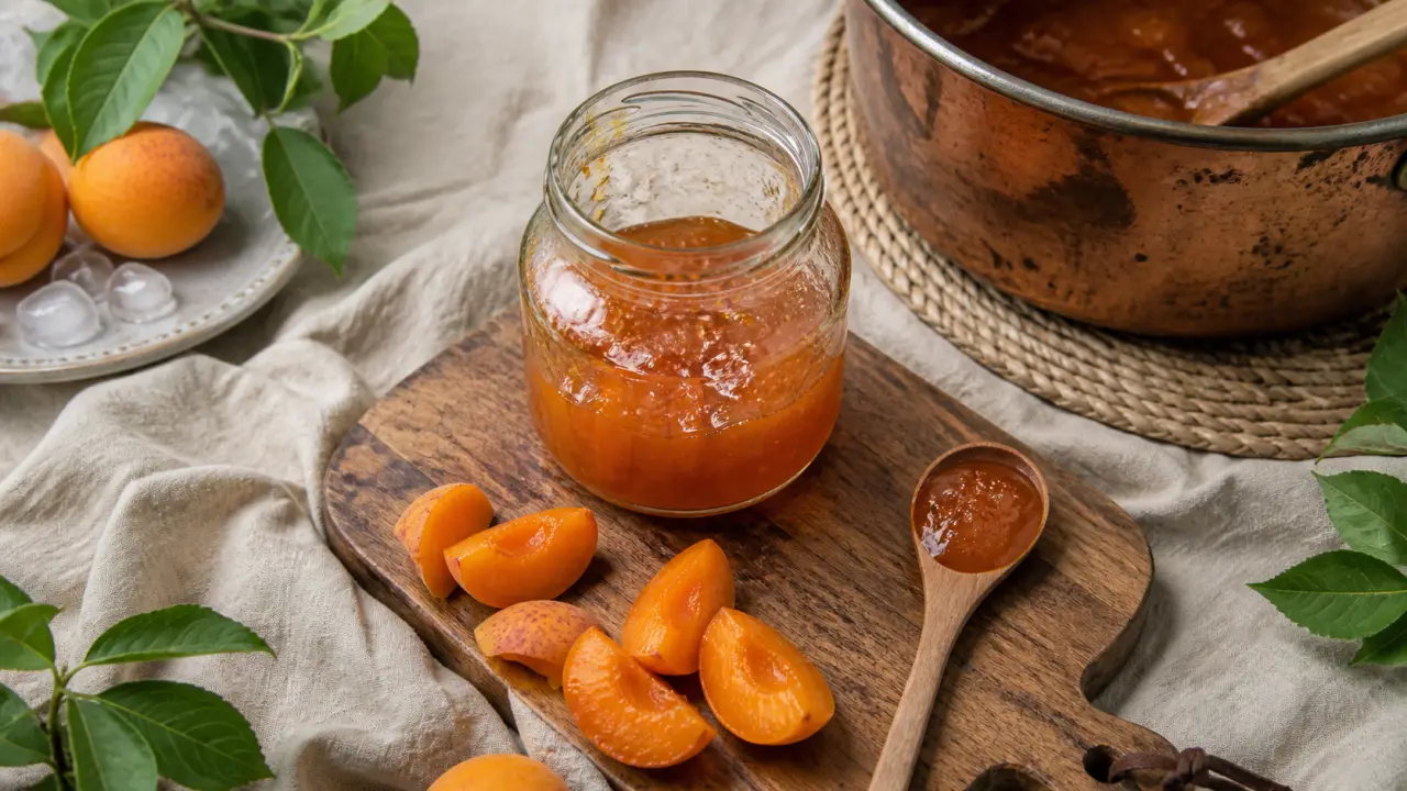Confiture des abricots maison : pots stérilisés, 106-107°C, macération