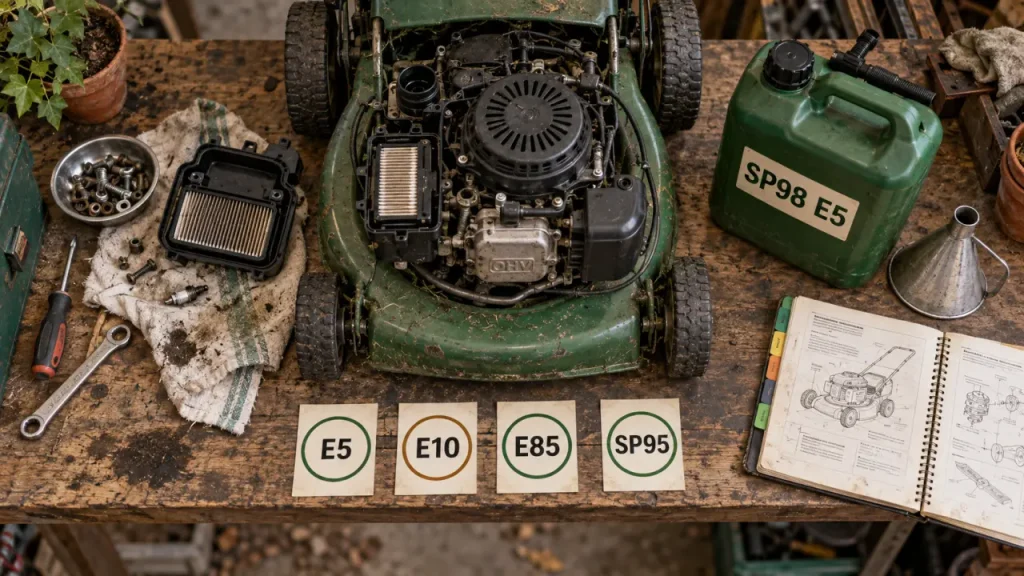 SP95 ou SP98 pour une tondeuse : choisissez surtout l’essence E5